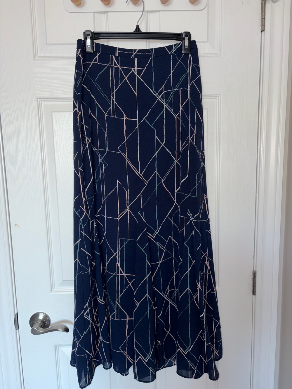 Banana Republic Navy Maxi Skirt with Geometric Line Print